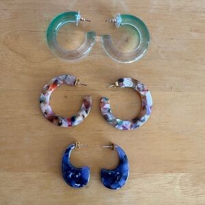 Set of (3) Colorful Acetate Hoop Earrings - Madewell